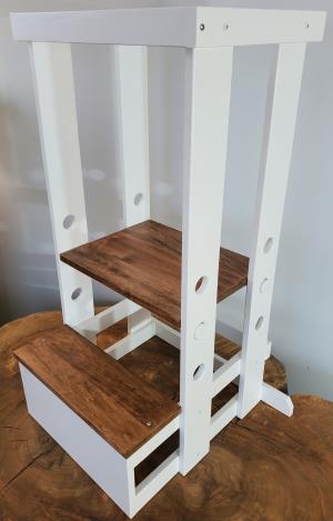 Adjustable Children's Step , White with Colonial American Stain